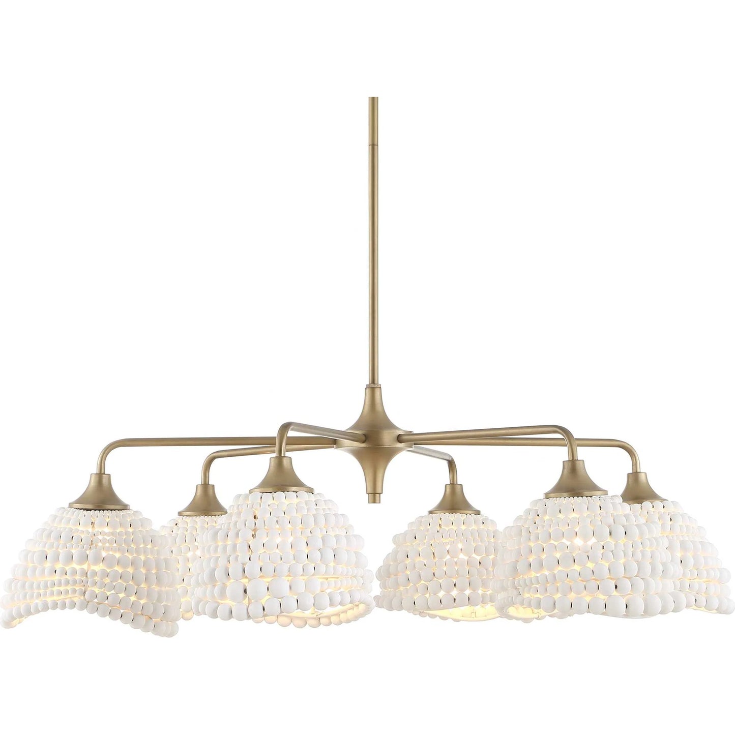 001 SI-2453081 | Primary Silo | Biddeford 6 Light Beaded Pendant by Uttermost in gold, white. Made from wood bead, iron in a modern style.