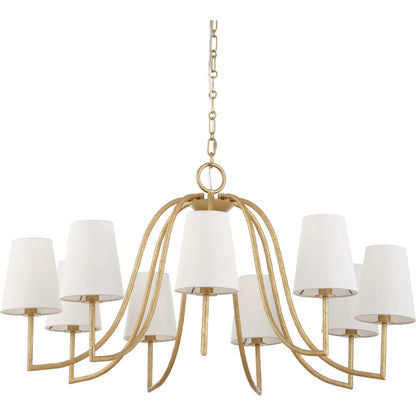 Seville 9 Light Chandelier by Uttermost in gold. Made from iron, fabric in a traditional style.