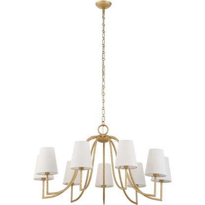 Seville 9 Light Chandelier by Uttermost in gold. Made from iron, fabric in a traditional style.