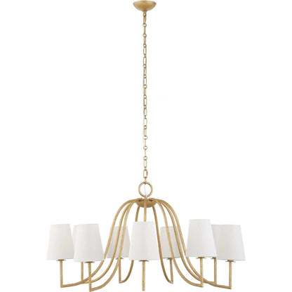 Seville 9 Light Chandelier by Uttermost in gold. Made from iron, fabric in a traditional style.