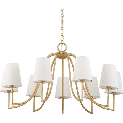 Seville 9 Light Chandelier by Uttermost in gold. Made from iron, fabric in a traditional style.