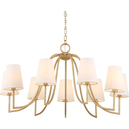 Seville 9 Light Chandelier by Uttermost in gold. Made from iron, fabric in a traditional style.