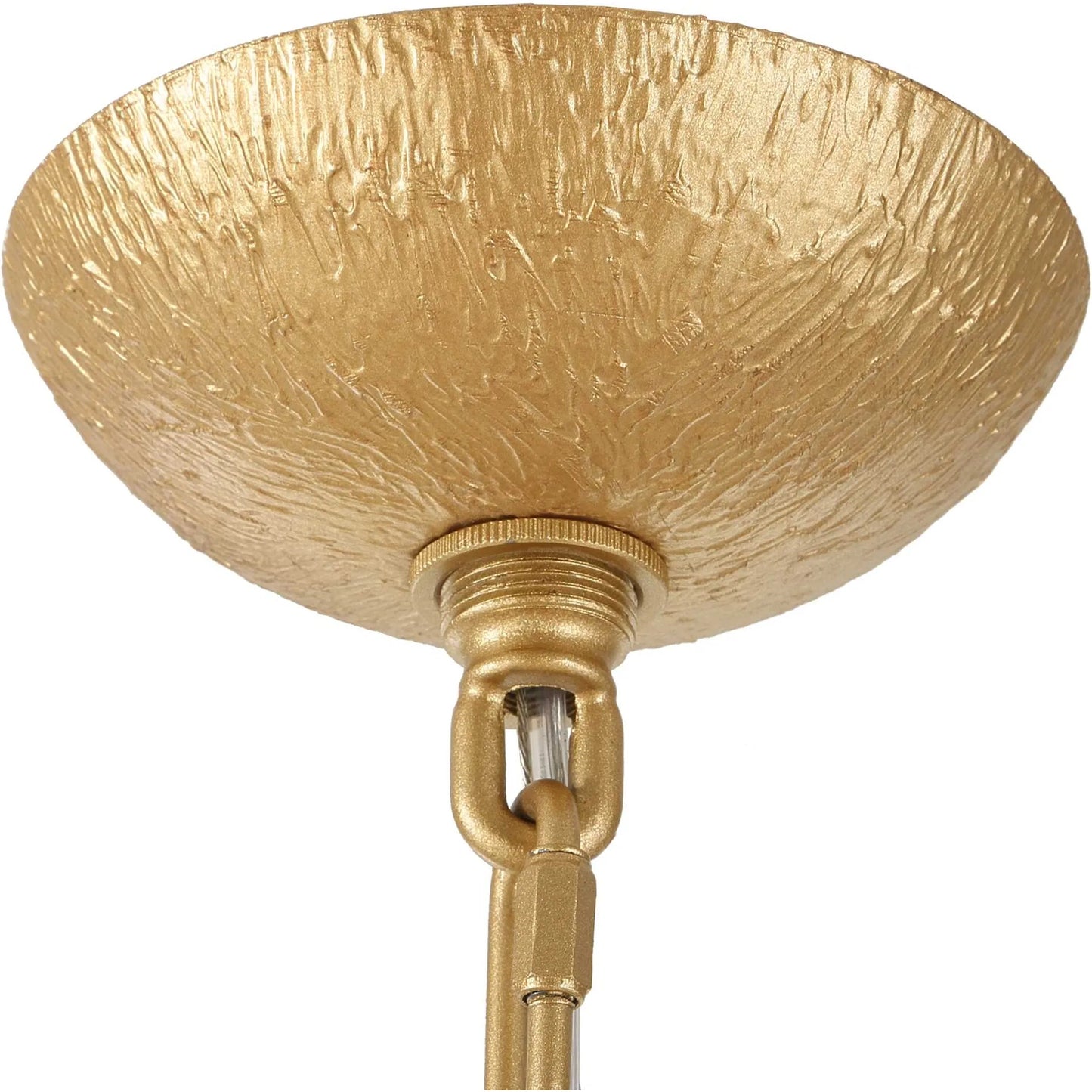 004 SI-2453069 | Closeup | Seville 9 Light Chandelier by Uttermost in gold. Made from iron, fabric in a traditional style.