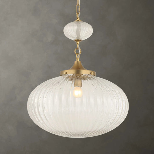 Bellaire 1 Light Glass Shade Pendant by Uttermost in gold. Made from glass, iron in a unique style.