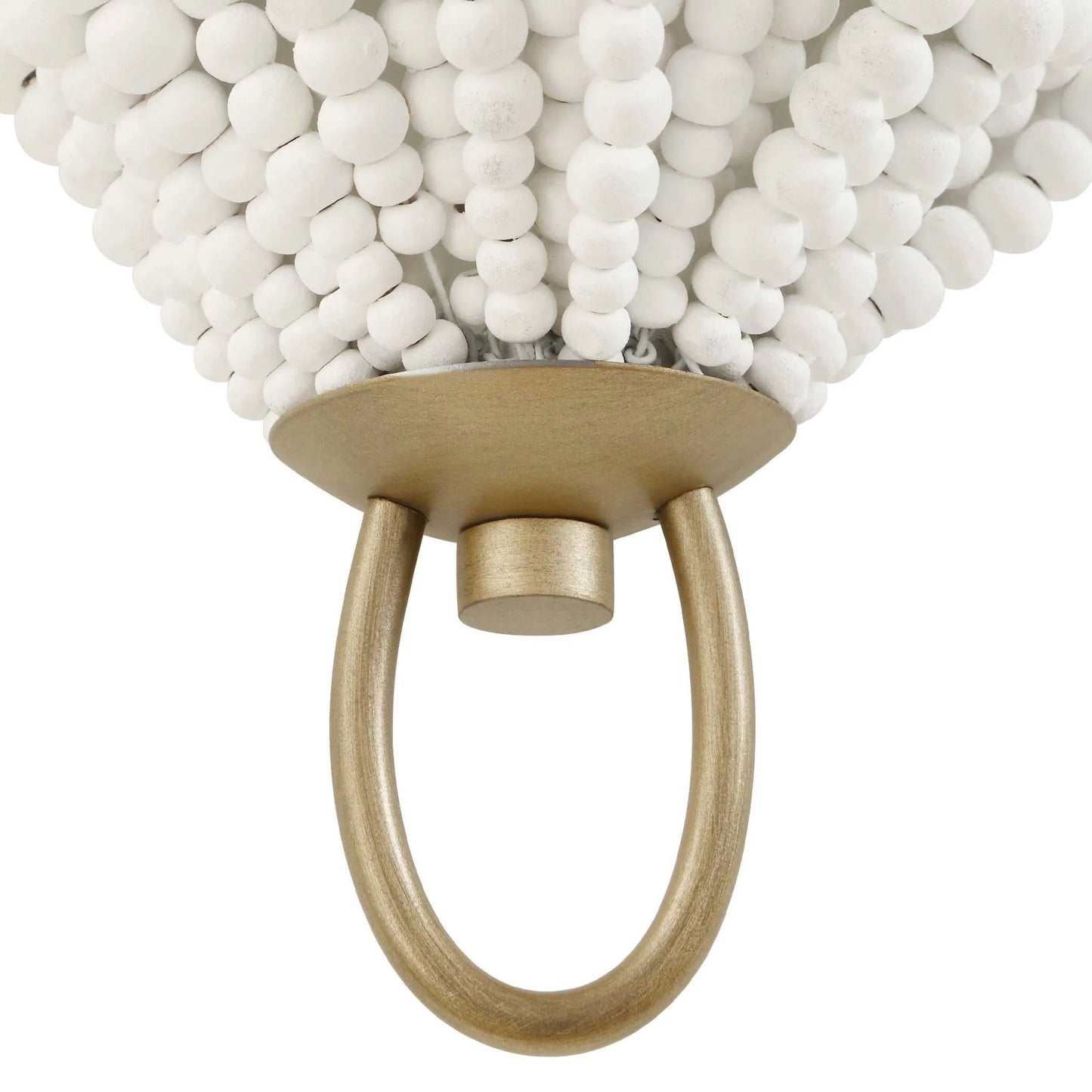 005 SI-2453100 | Closeup | Biddeford 1 Light Beaded Sconce by Uttermost in gold, white. Made from iron l, wood bead in a modern style.