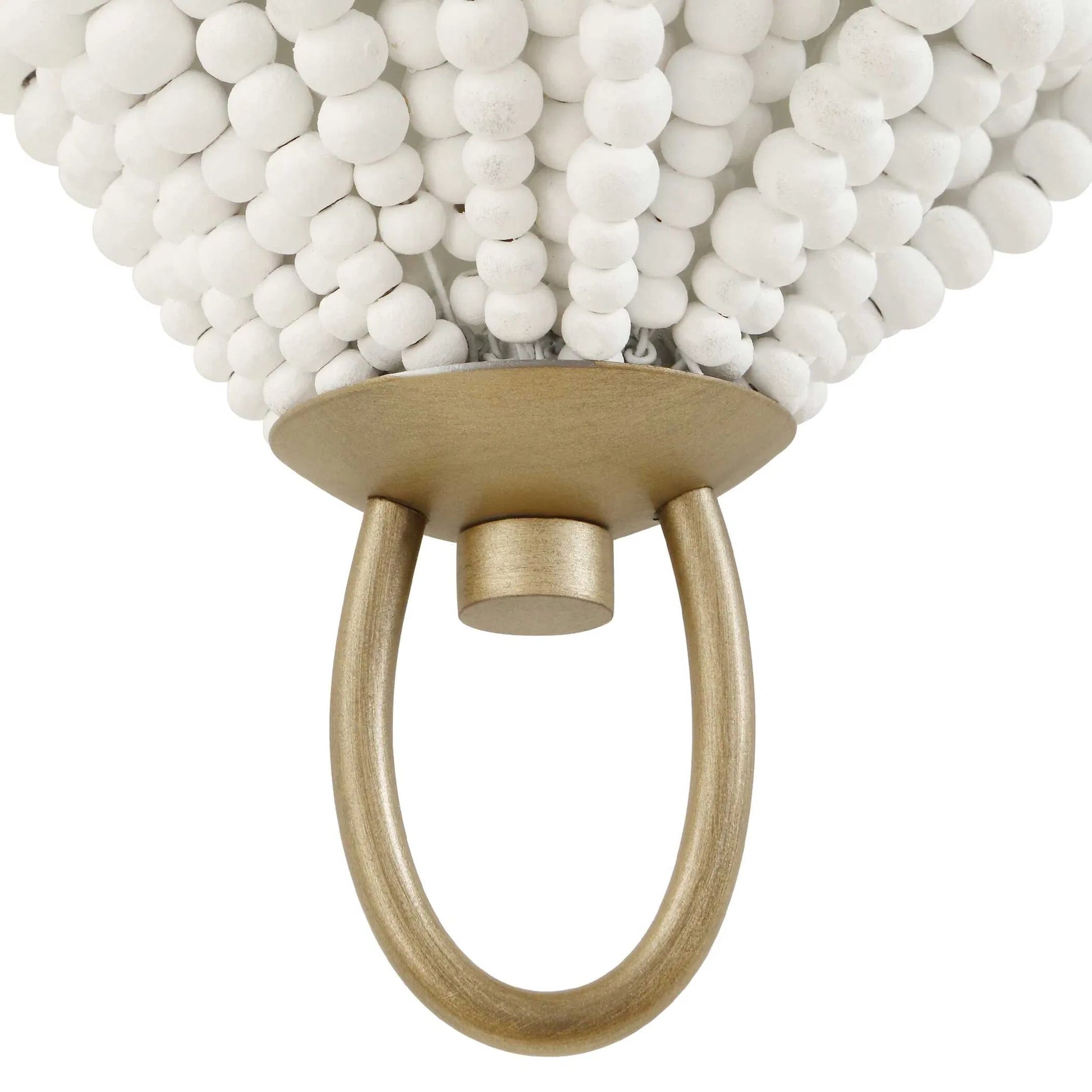 Biddeford 1 Light Beaded Sconce by Uttermost in gold, white. Made from iron l, wood bead in a modern style.