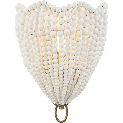 Biddeford 1 Light Beaded Sconce by Uttermost in gold, white. Made from iron l, wood bead in a modern style.