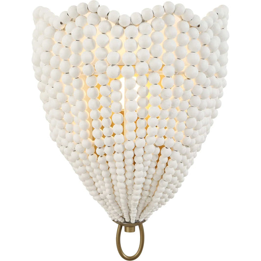 Biddeford 1 Light Beaded Sconce by Uttermost in gold, white. Made from iron l, wood bead in a unique style.