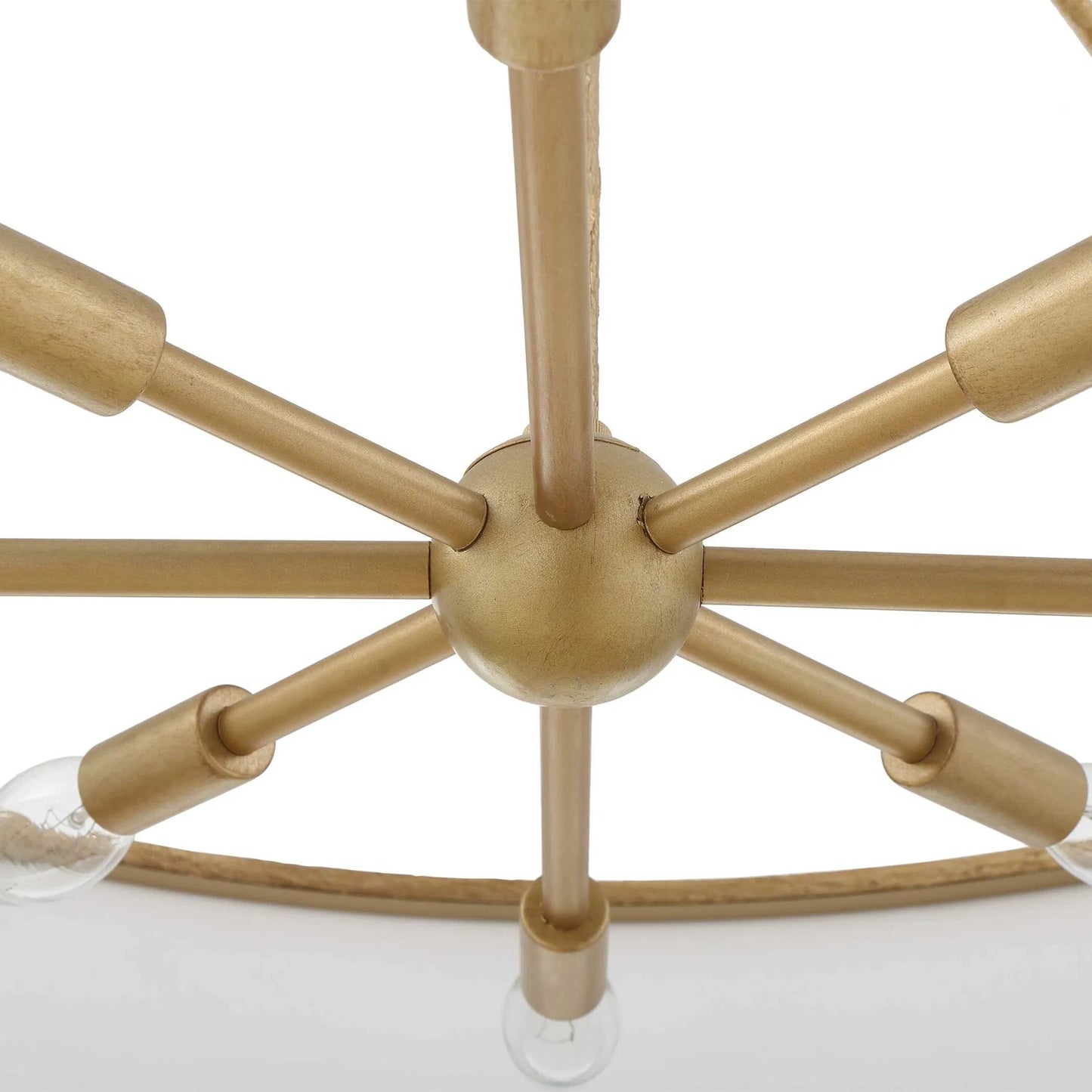 012 SI-2453090 | Closeup | Algiers 8 Light Drum Pendant by Uttermost in gold. Made from iron, fabric in a transitional style.