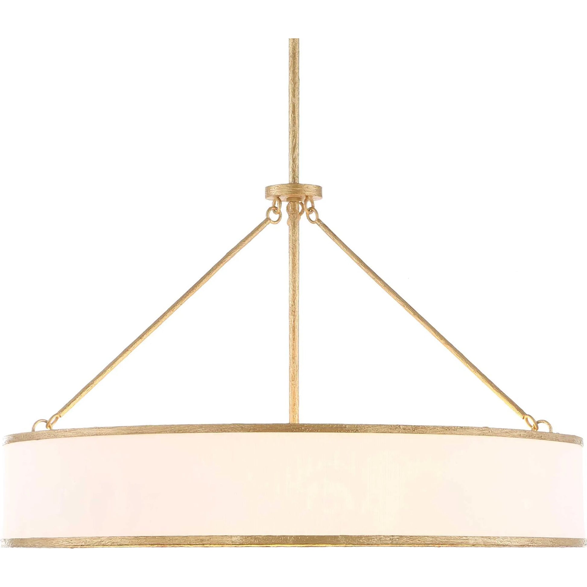 Algiers 8 Light Drum Pendant by Uttermost in gold. Made from iron, fabric in a transitional style.