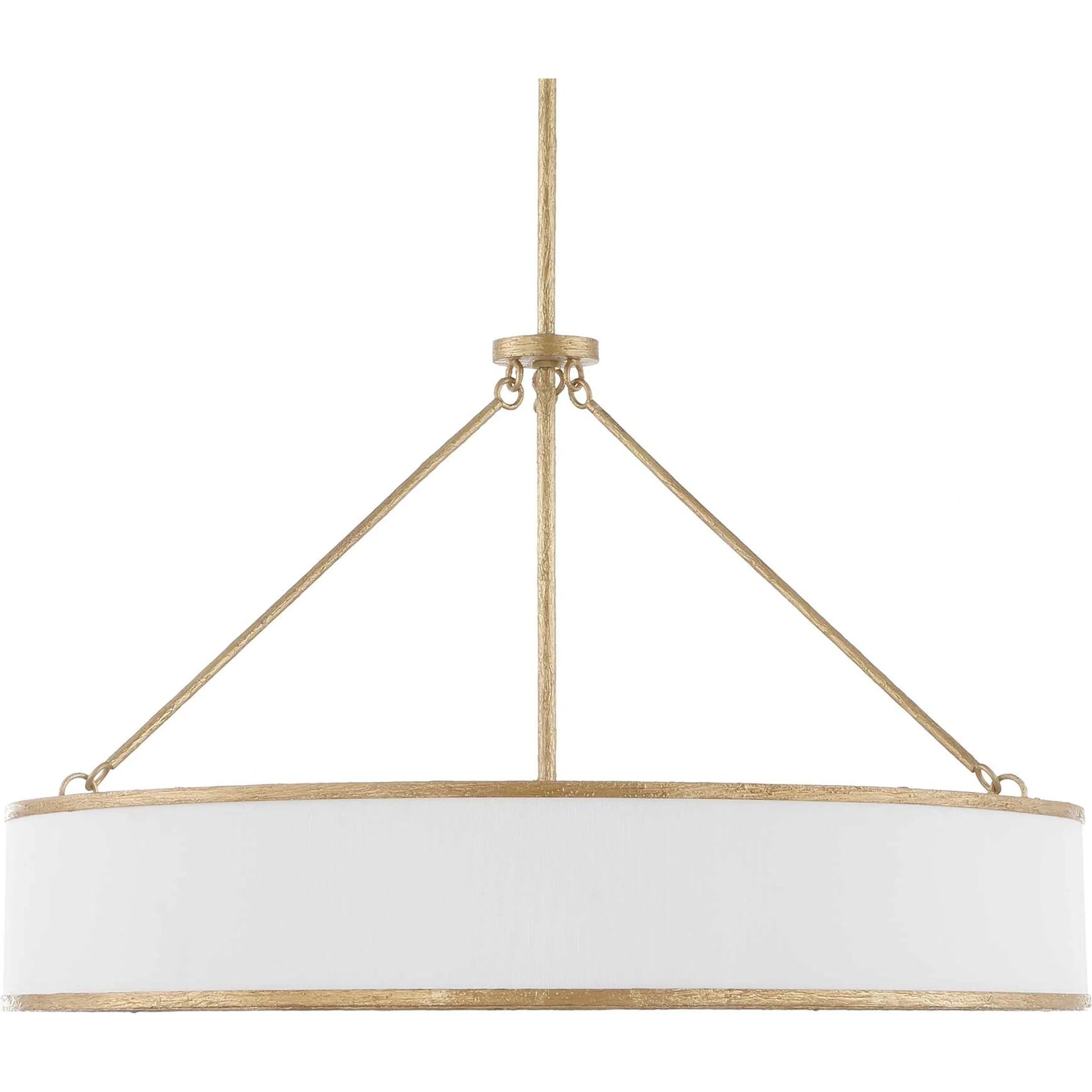 Algiers 8 Light Drum Pendant by Uttermost in gold. Made from iron, fabric in a transitional style.