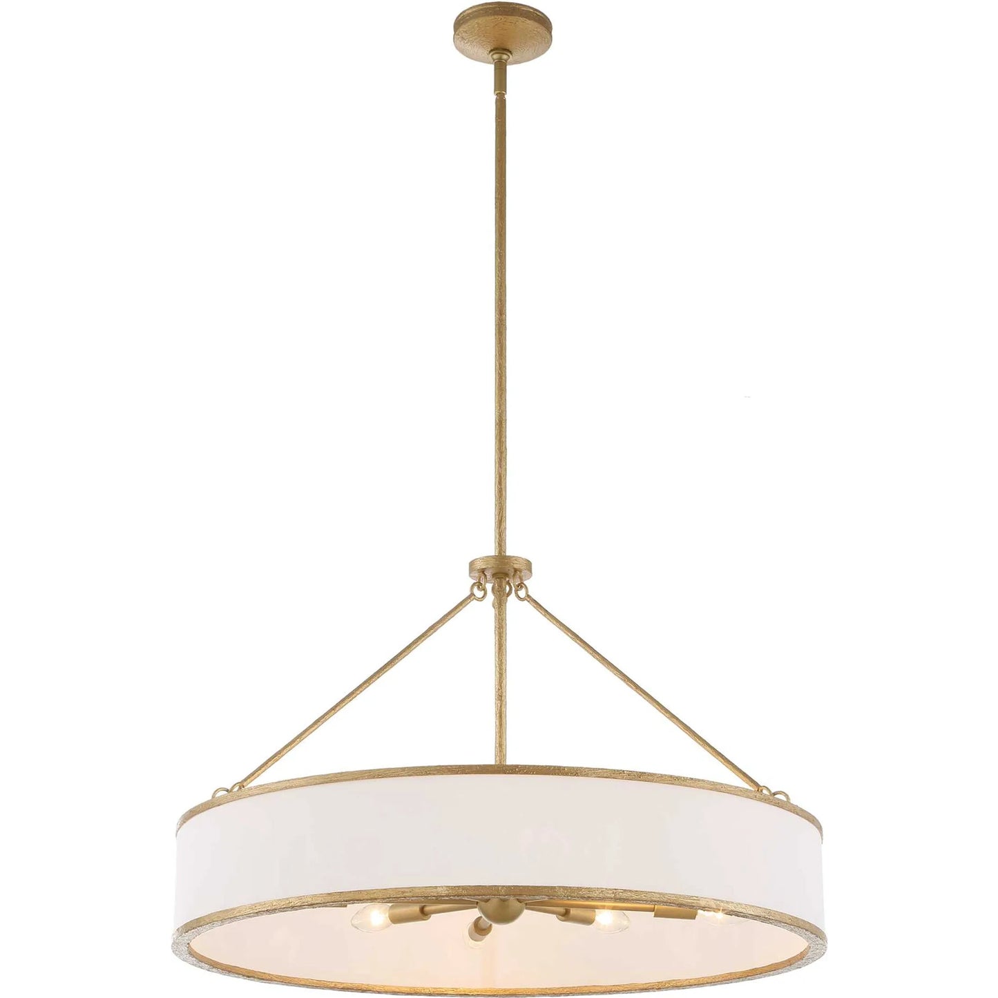 008 SI-2453090 | Primary Silo | Algiers 8 Light Drum Pendant by Uttermost in gold. Made from iron, fabric in a transitional style.