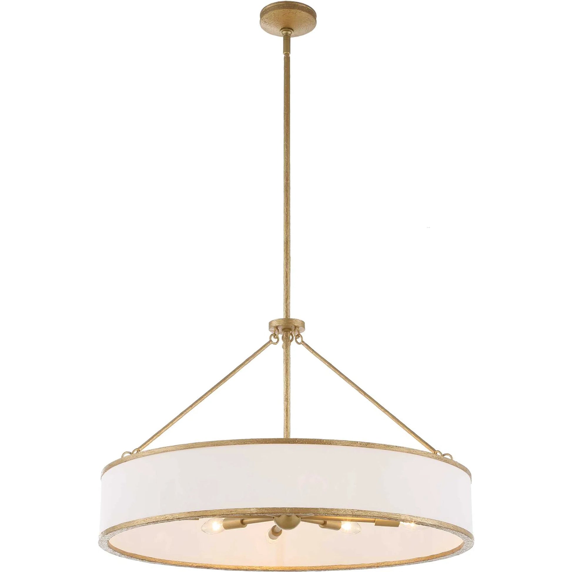 Algiers 8 Light Drum Pendant by Uttermost in gold. Made from iron, fabric in a transitional style.