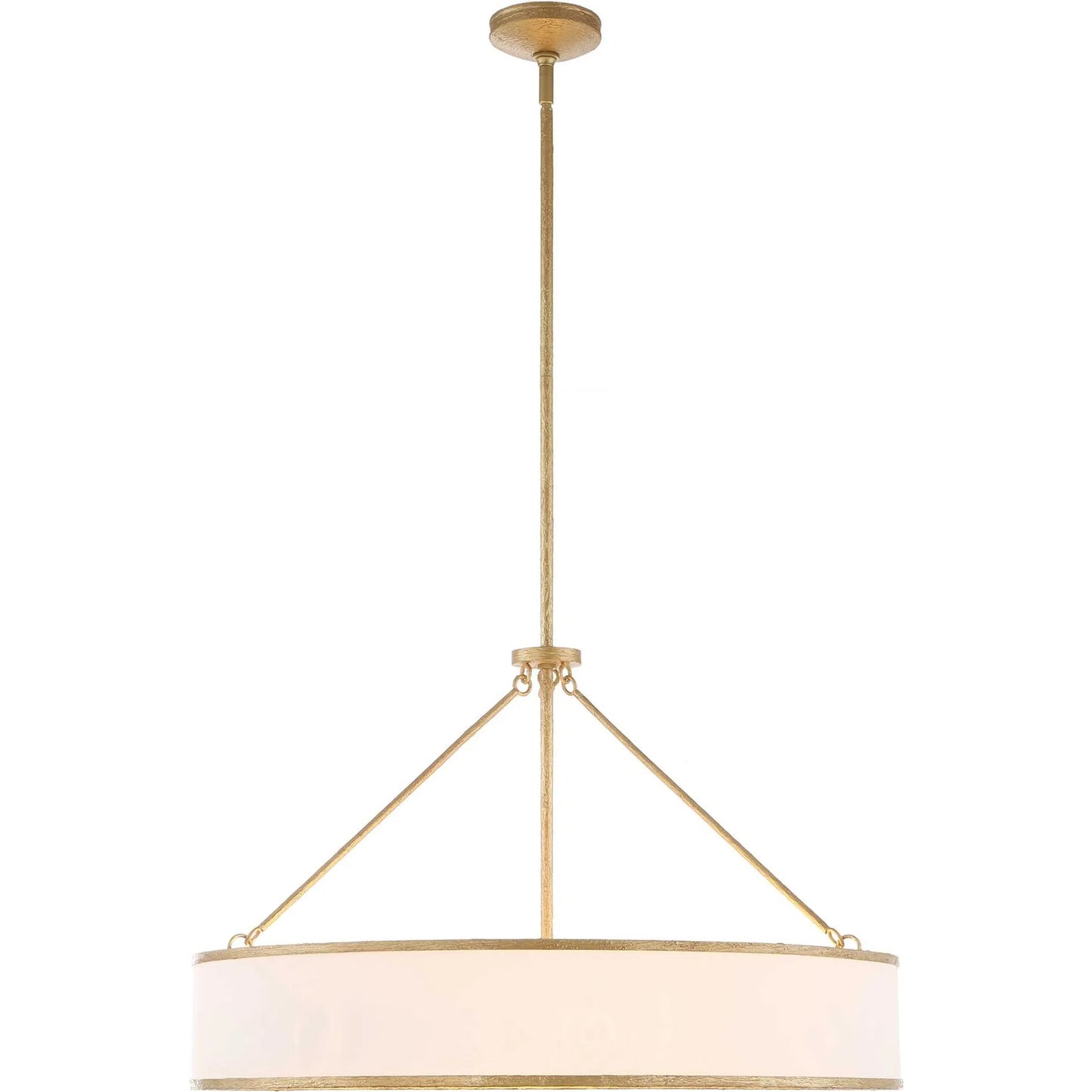 010 SI-2453090 | Additional Silo | Algiers 8 Light Drum Pendant by Uttermost in gold. Made from iron, fabric in a transitional style.