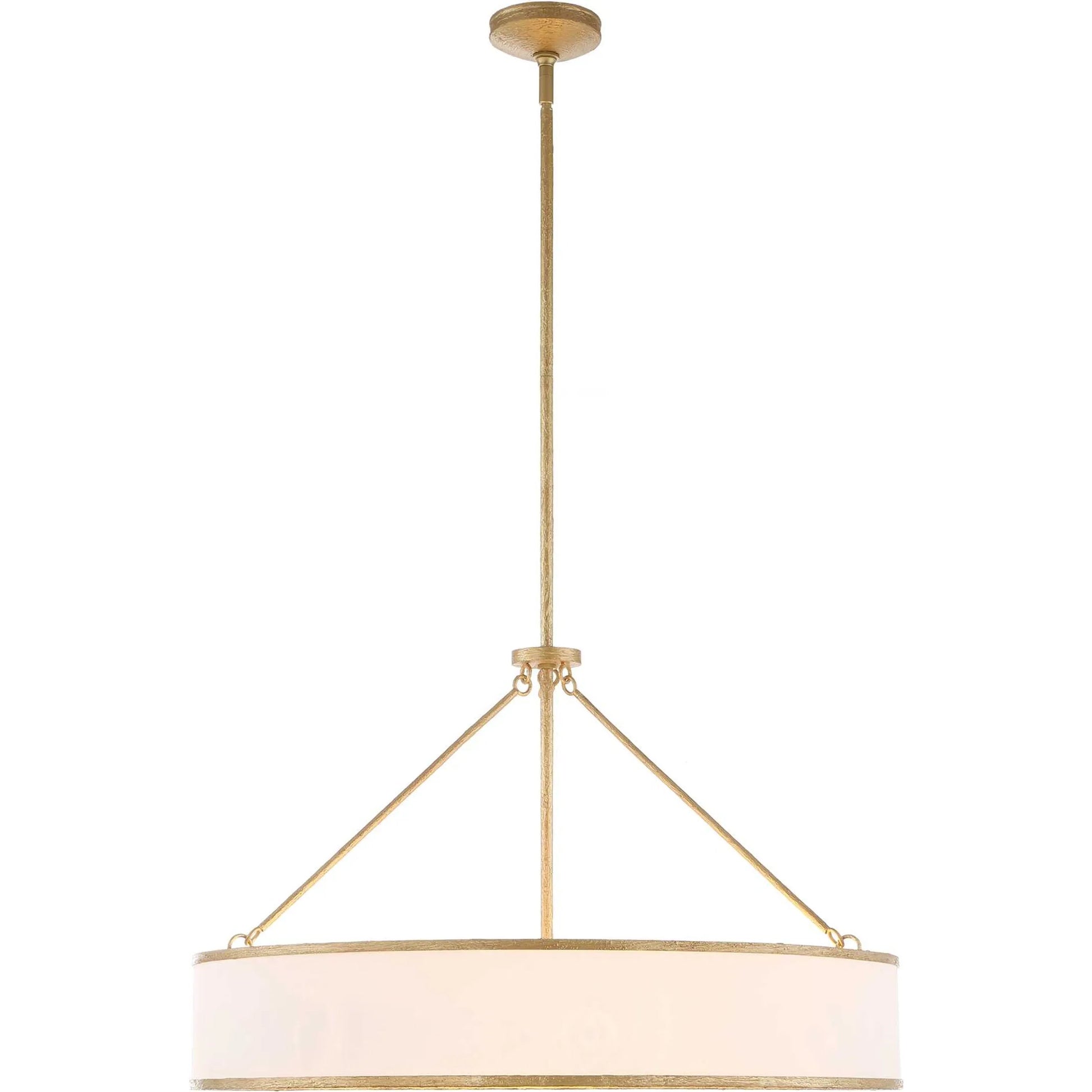 Algiers 8 Light Drum Pendant by Uttermost in gold. Made from iron, fabric in a transitional style.
