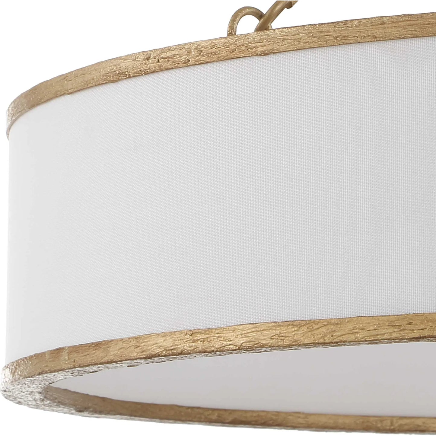 011 SI-2453090 | Closeup | Algiers 8 Light Drum Pendant by Uttermost in gold. Made from iron, fabric in a transitional style.