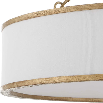 Algiers 8 Light Drum Pendant by Uttermost in gold. Made from iron, fabric in a transitional style.