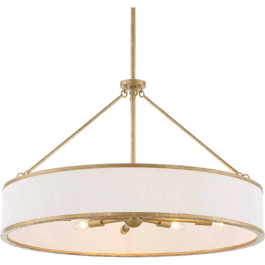 Algiers 8 Light Drum Pendant by Uttermost in gold. Made from iron, fabric in a unique style.