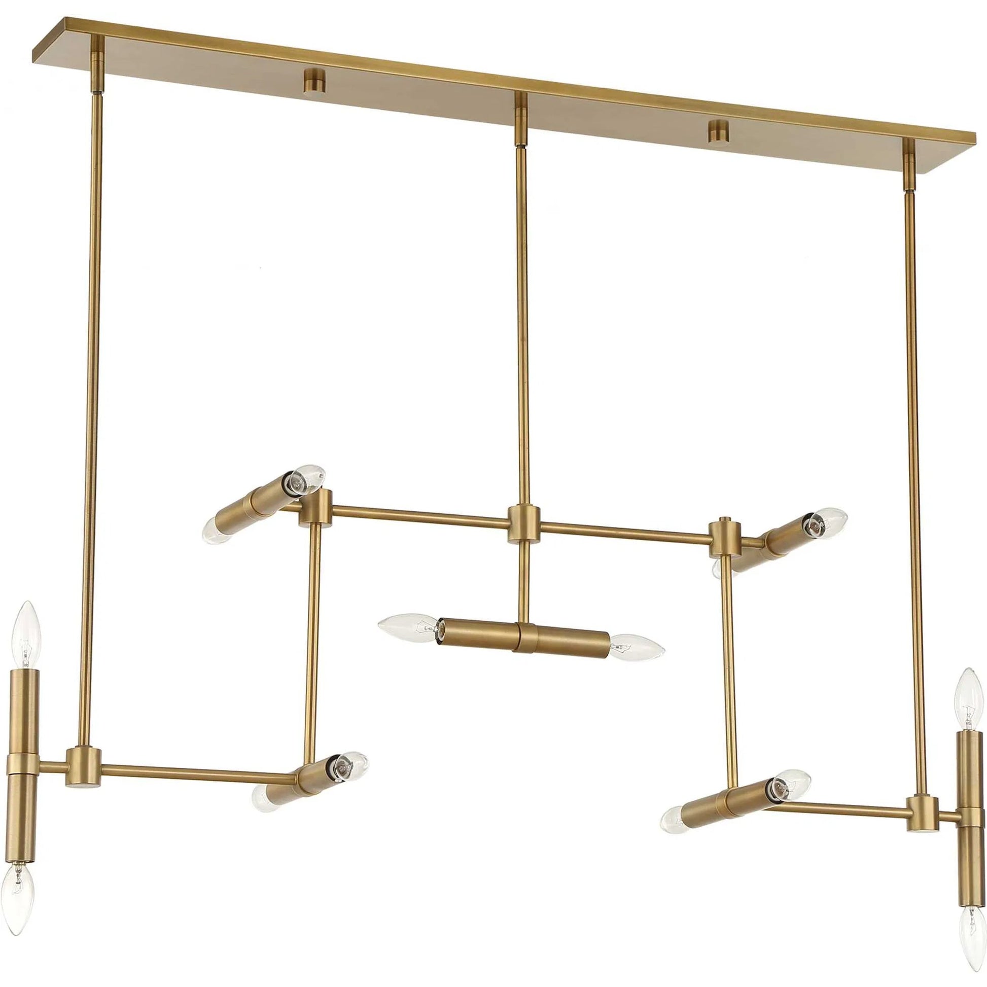 Cadre 14 Light Modern Linear Pendant by Uttermost in brass. Made from iron in a transitional style.