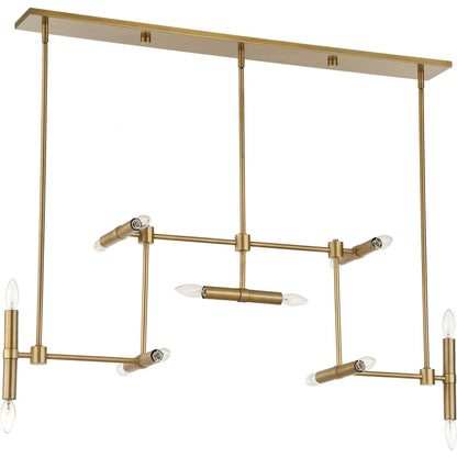 Cadre 14 Light Modern Linear Pendant by Uttermost in brass. Made from iron in a transitional style.