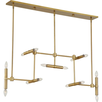 Cadre 14 Light Modern Linear Pendant by Uttermost in brass. Made from iron in a transitional style.