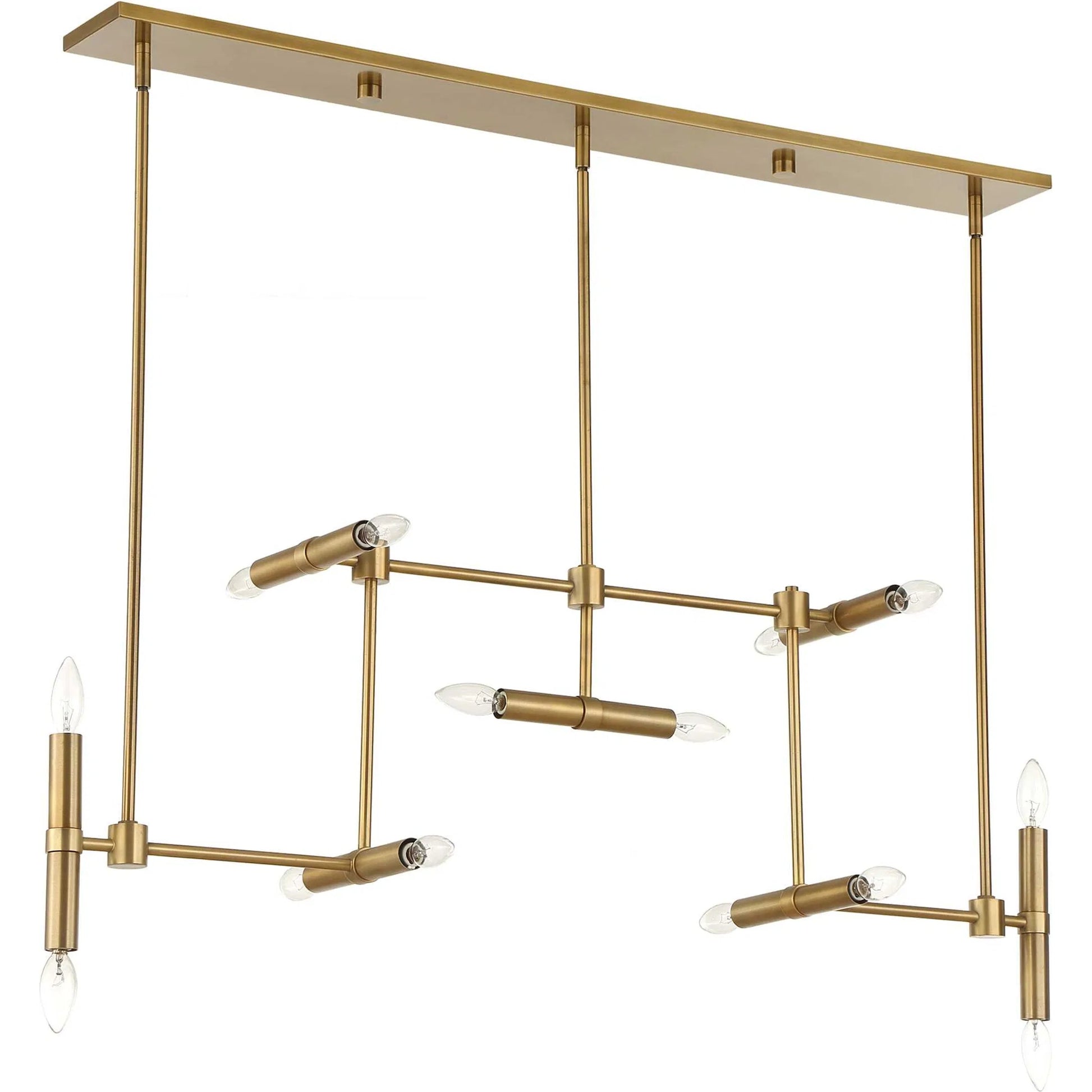 Cadre 14 Light Modern Linear Pendant by Uttermost in brass. Made from iron in a transitional style.