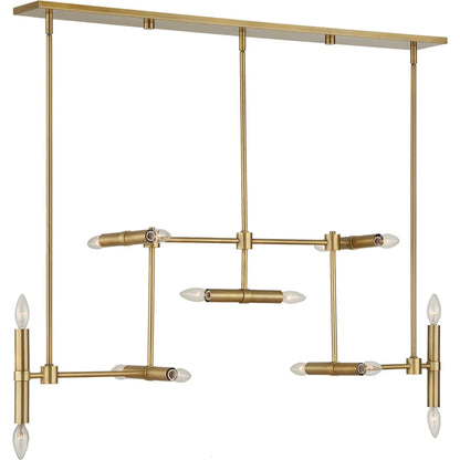 Cadre 14 Light Modern Linear Pendant by Uttermost in brass. Made from iron in a transitional style.