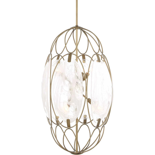 Valencia 6 Light Glass Panel Pendant by Uttermost in gold. Made from iron, glass in a unique style.