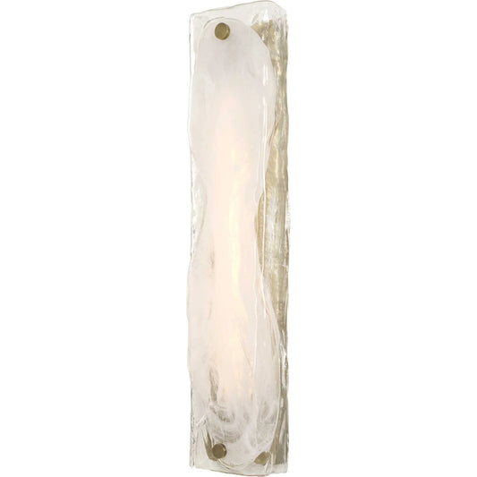 Taffy 1 Light LED Swirl Glass Sconce by Uttermost in brass, white. Made from iron, handmade glass in a unique style.