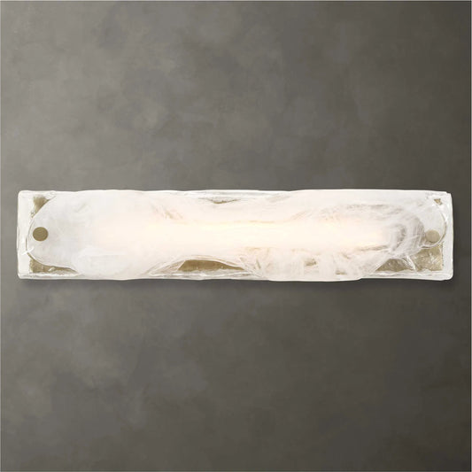 Taffy 1 Light LED Swirl Glass Sconce by Uttermost in brass, white. Made from iron, handmade glass in a unique style.