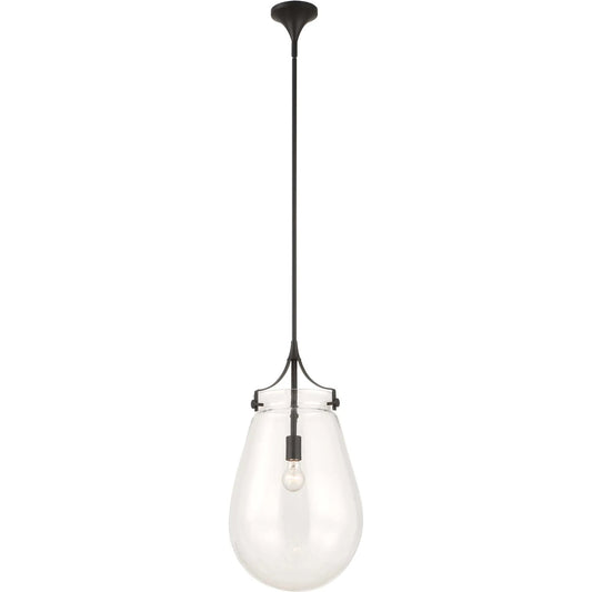 Dewdrop 1 Light Glass Shade Pendant by Uttermost in black. Made from iron, clear glass in a traditional style.