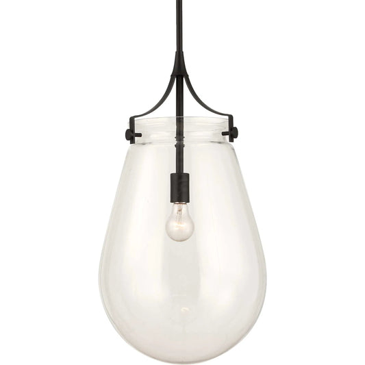 Dewdrop 1 Light Glass Shade Pendant by Uttermost in black. Made from iron, clear glass in a unique style.