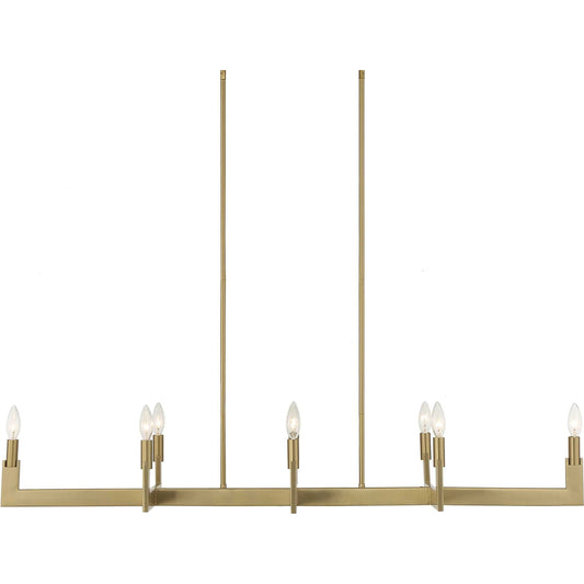 Cordoba 8 Light Linear Chandelier by Uttermost in brass. Made from iron in a unique style.