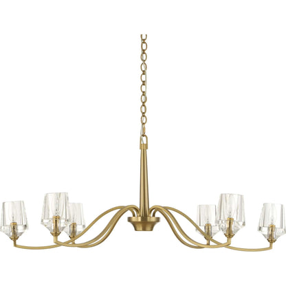 Barcelona 6 Light Chandelier by Uttermost in brass. Made from iron, crystal in a modern style.