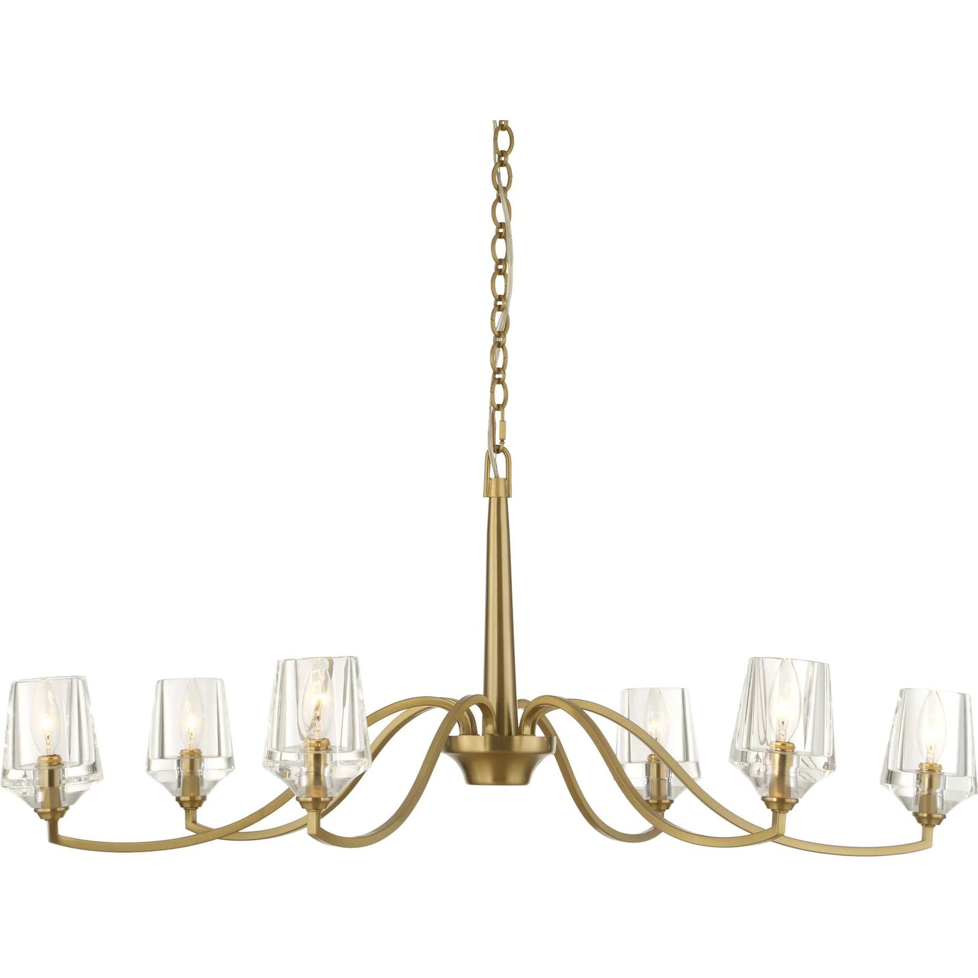 Barcelona 6 Light Chandelier by Uttermost in brass. Made from iron, crystal in a modern style.