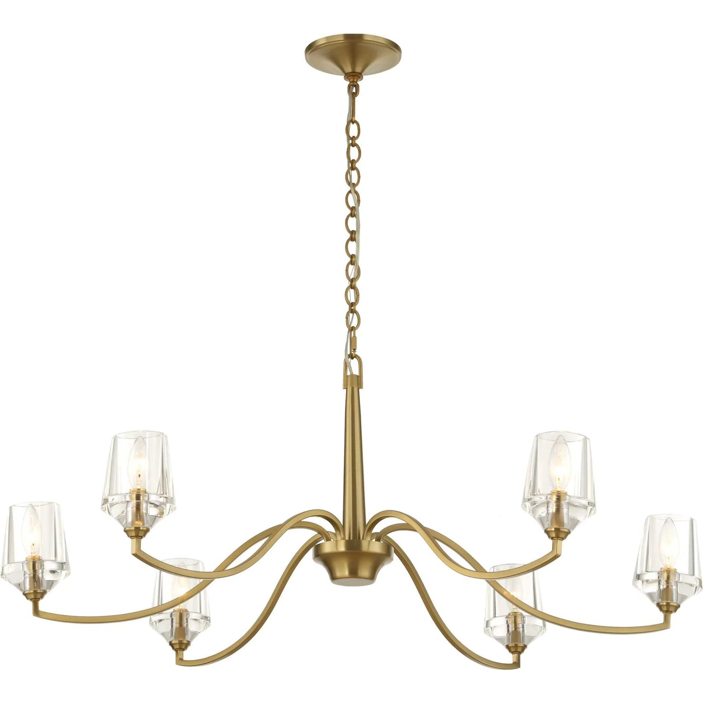 001 SI-2453074 | Primary Silo | Barcelona 6 Light Chandelier by Uttermost in brass. Made from iron, crystal in a modern style.