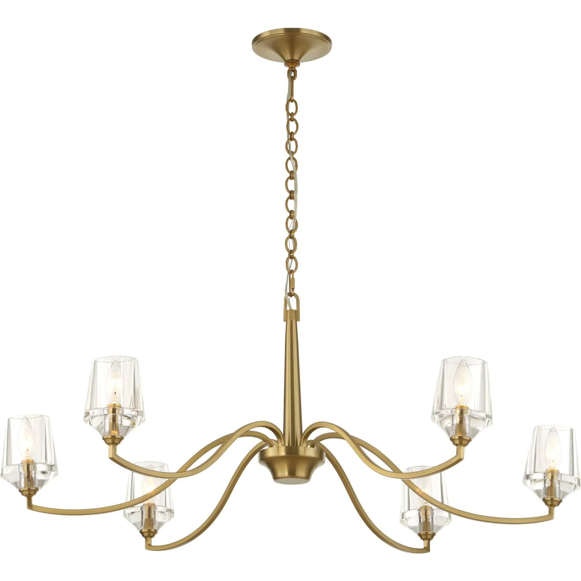 Barcelona 6 Light Chandelier by Uttermost in brass. Made from iron, crystal in a modern style.