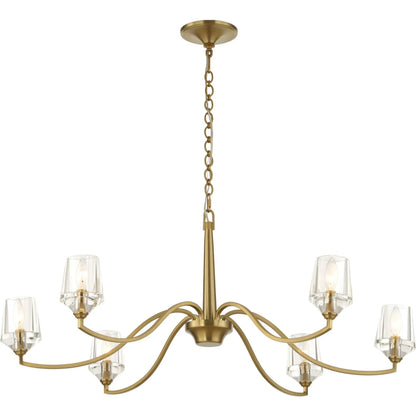 Barcelona 6 Light Chandelier by Uttermost in brass. Made from iron, crystal in a modern style.