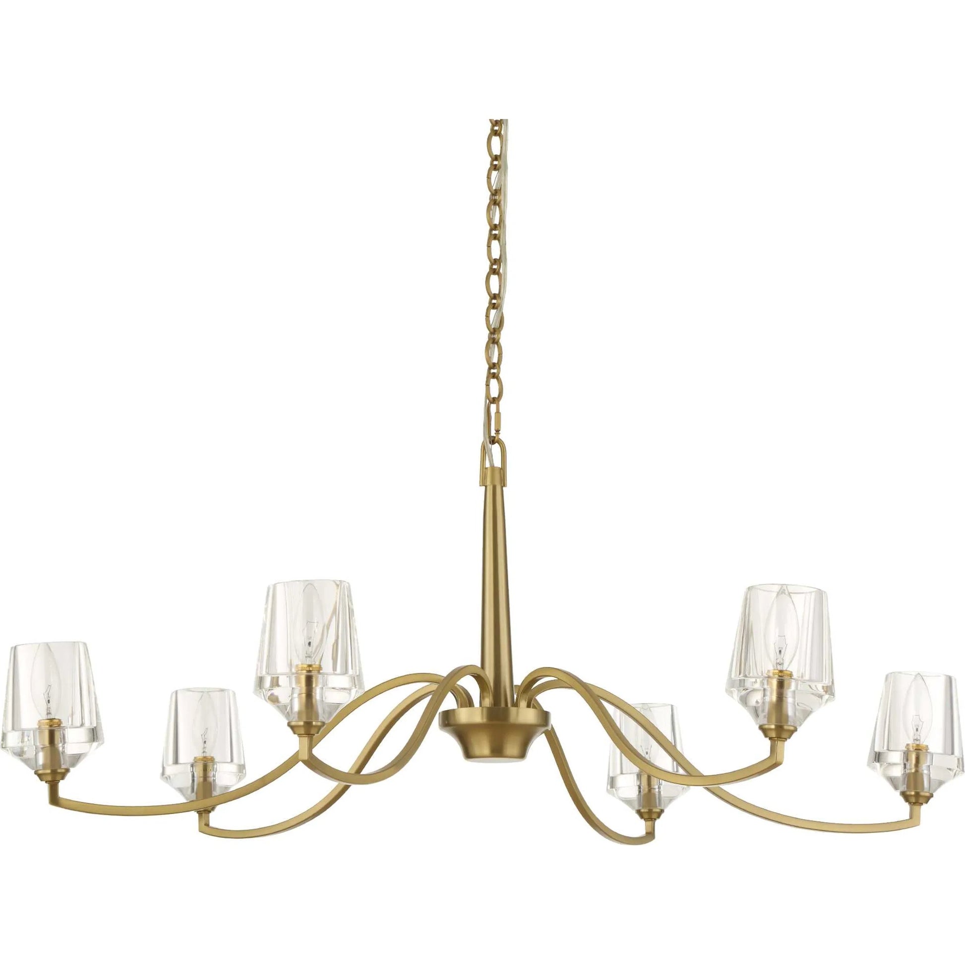 Barcelona 6 Light Chandelier by Uttermost in brass. Made from iron, crystal in a modern style.