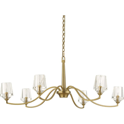 Barcelona 6 Light Chandelier by Uttermost in brass. Made from iron, crystal in a modern style.