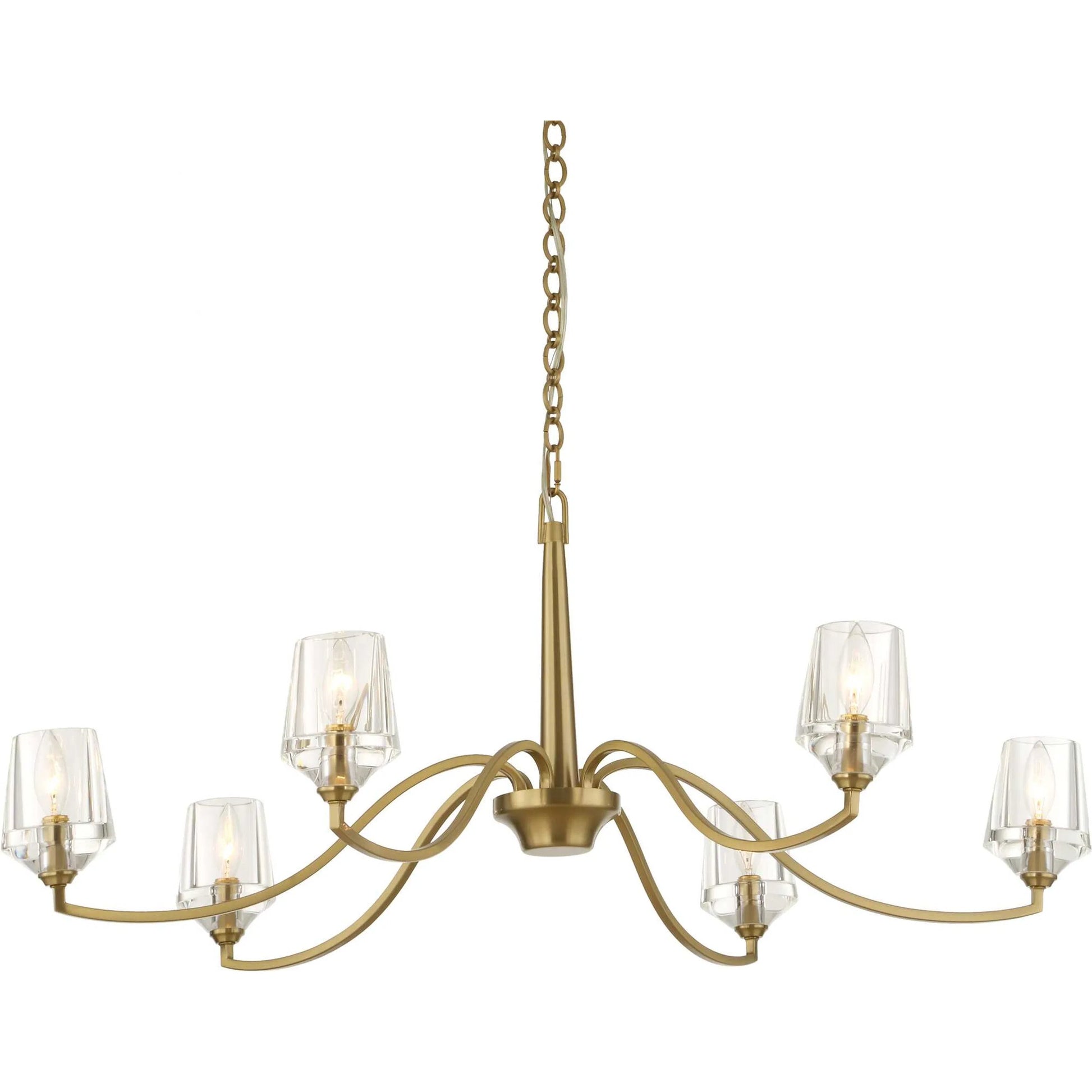 Barcelona 6 Light Chandelier by Uttermost in brass. Made from iron, crystal in a modern style.
