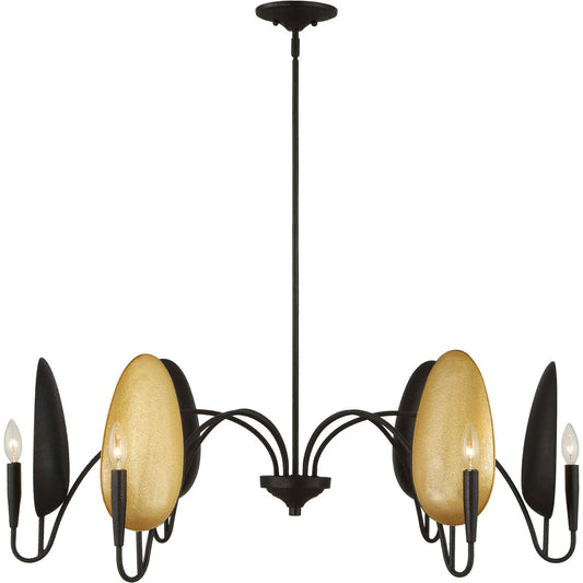 Warwick 6 Light Matte Chandelier by Uttermost in black, gold. Made from iron in a modern style.