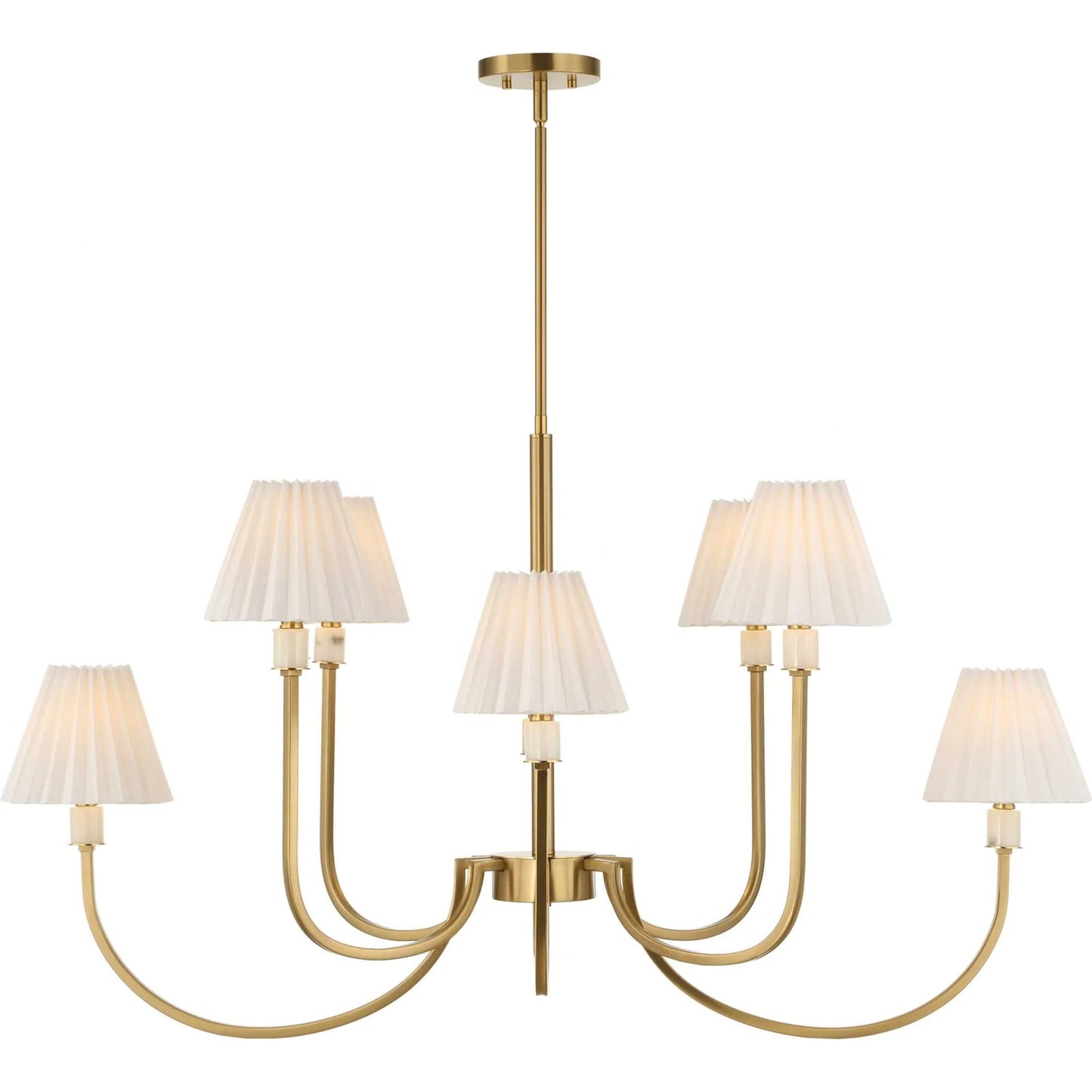 006 SI-2453076 | Primary Silo | Poppins 8 Light Chandelier by Uttermost in brass. Made from iron, alabaster, fabric in a traditional style.