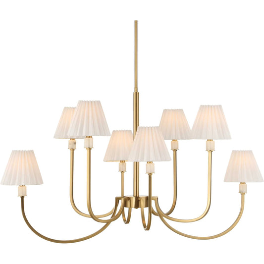 Poppins 8 Light Chandelier by Uttermost in brass. Made from iron, alabaster, fabric in a unique style.