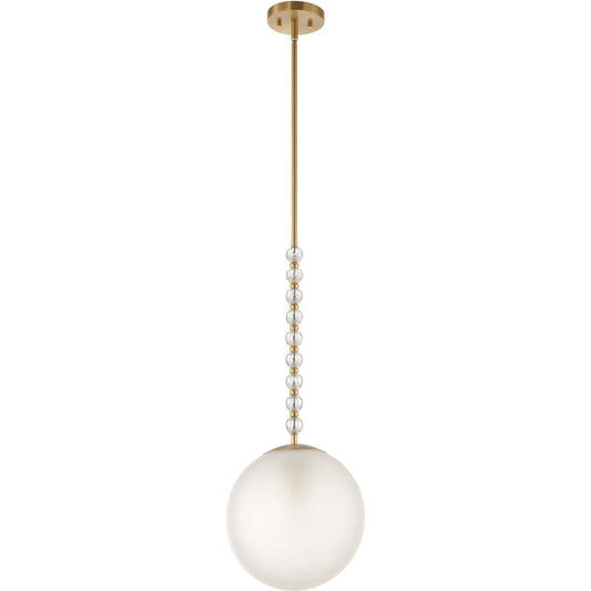 Ripple 1 Light Frost Glass Pendant by Uttermost in brass. Made from iron, glass in a transitional style.