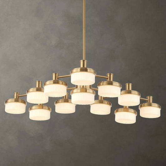 Wedge 12 Light LED Chandelier by Uttermost in brass. Made from iron, glass in a unique style.