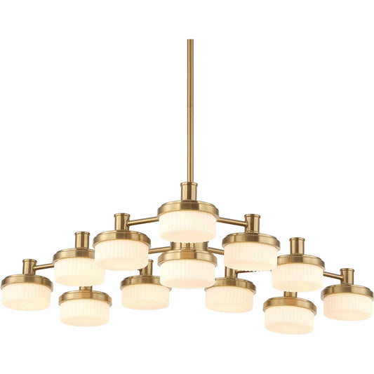 Wedge 12 Light LED Chandelier by Uttermost in brass. Made from iron, glass in a unique style.