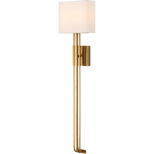 Trenton 2 Light Sconce by Uttermost in brass. Made from iron, fabric in a unique style.
