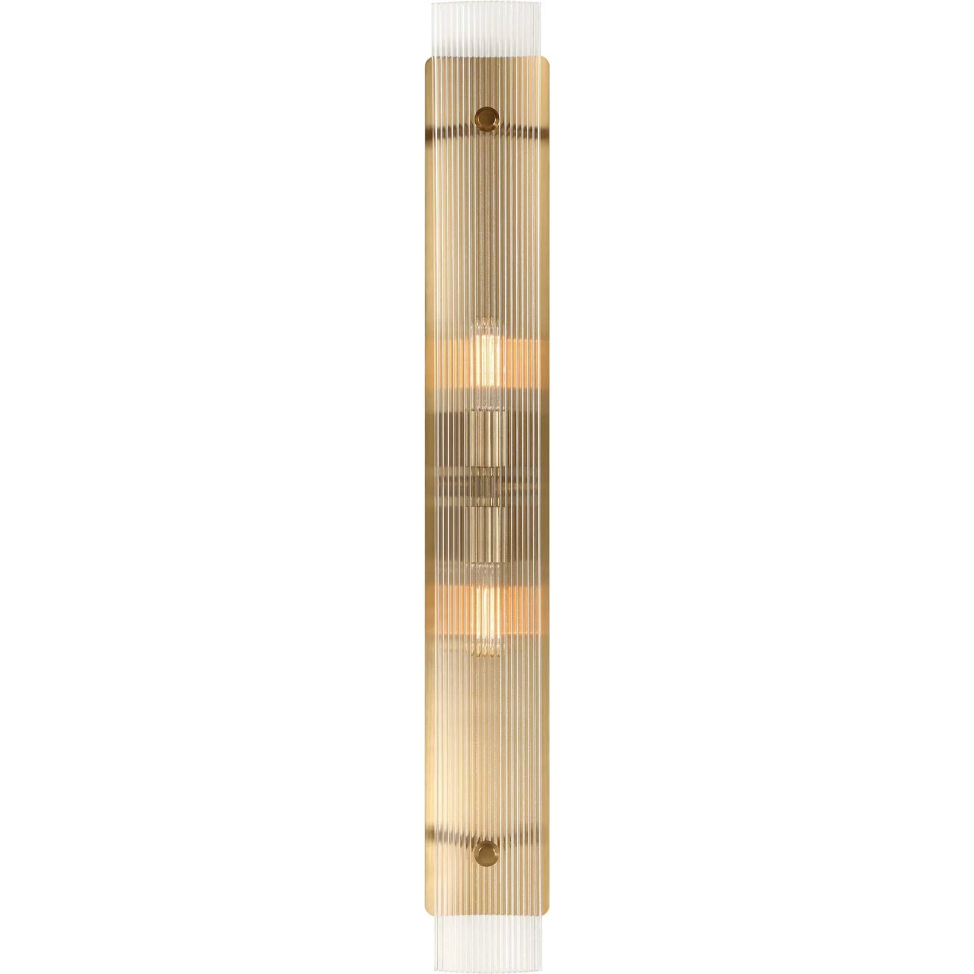 Elmhurst 2 Light Vanity Sconce by Uttermost in brass. Made from iron, glass in a modern style.