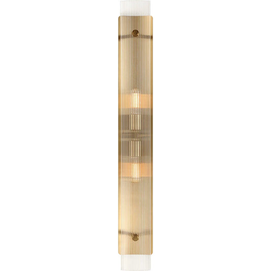 Elmhurst 2 Light Vanity Sconce by Uttermost in brass. Made from iron, glass in a unique style.